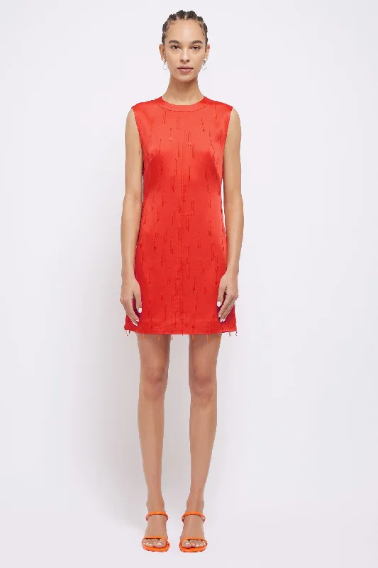 Fallon Embellished Mini Dress in Flame Stylish Sweetheart Mini Dress