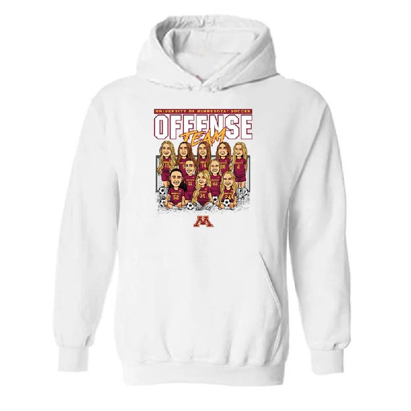 Minnesota - NCAA Women's Soccer : Offense Team Caricature - Hooded Sweatshirt Hoodie with Double Zipper Versatile Adjustable Minnesota - NCAA Women's Soccer : Offense Team Caricature - Hooded Sweatshirt Hoodie with Double Zipper Versatile Adjustable