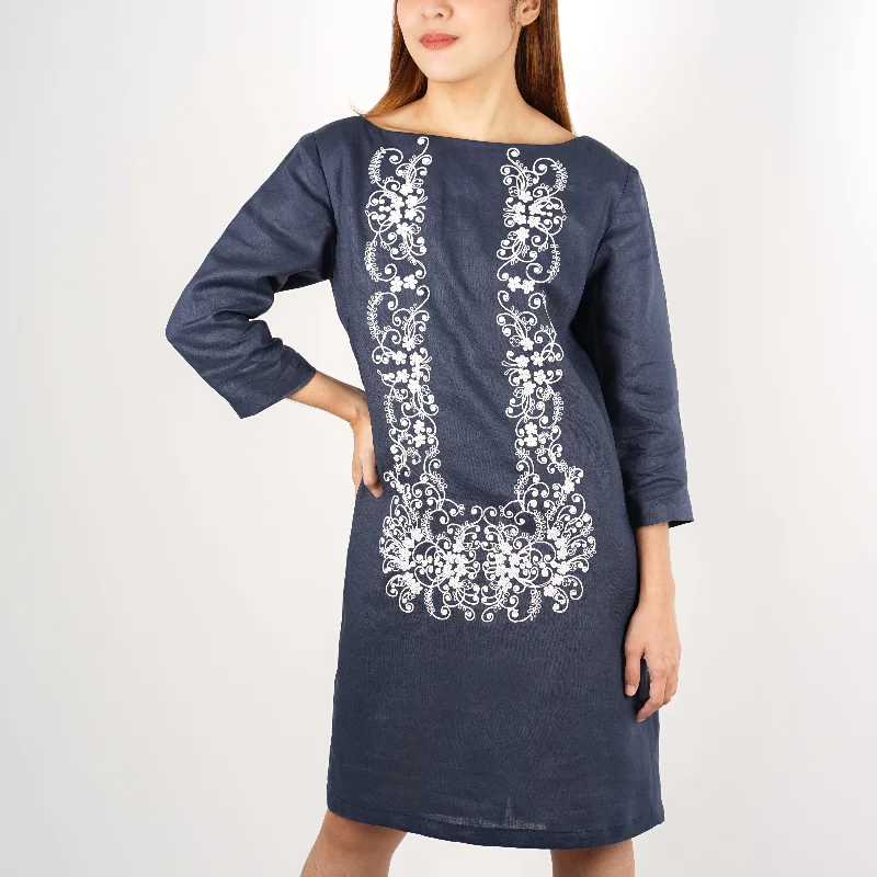 Pitchera Dress with Bullion embroidery 3/4 Sleeves Tunics Gym athletic