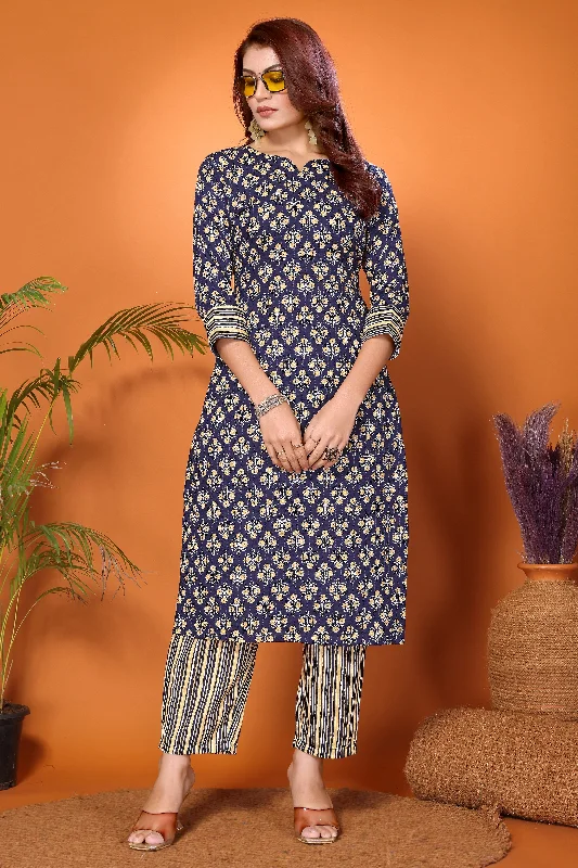 NOZ2TOZ Women Yellow And White Printed Viscose Rayon Kurta, Pant Chic Wool Trousers