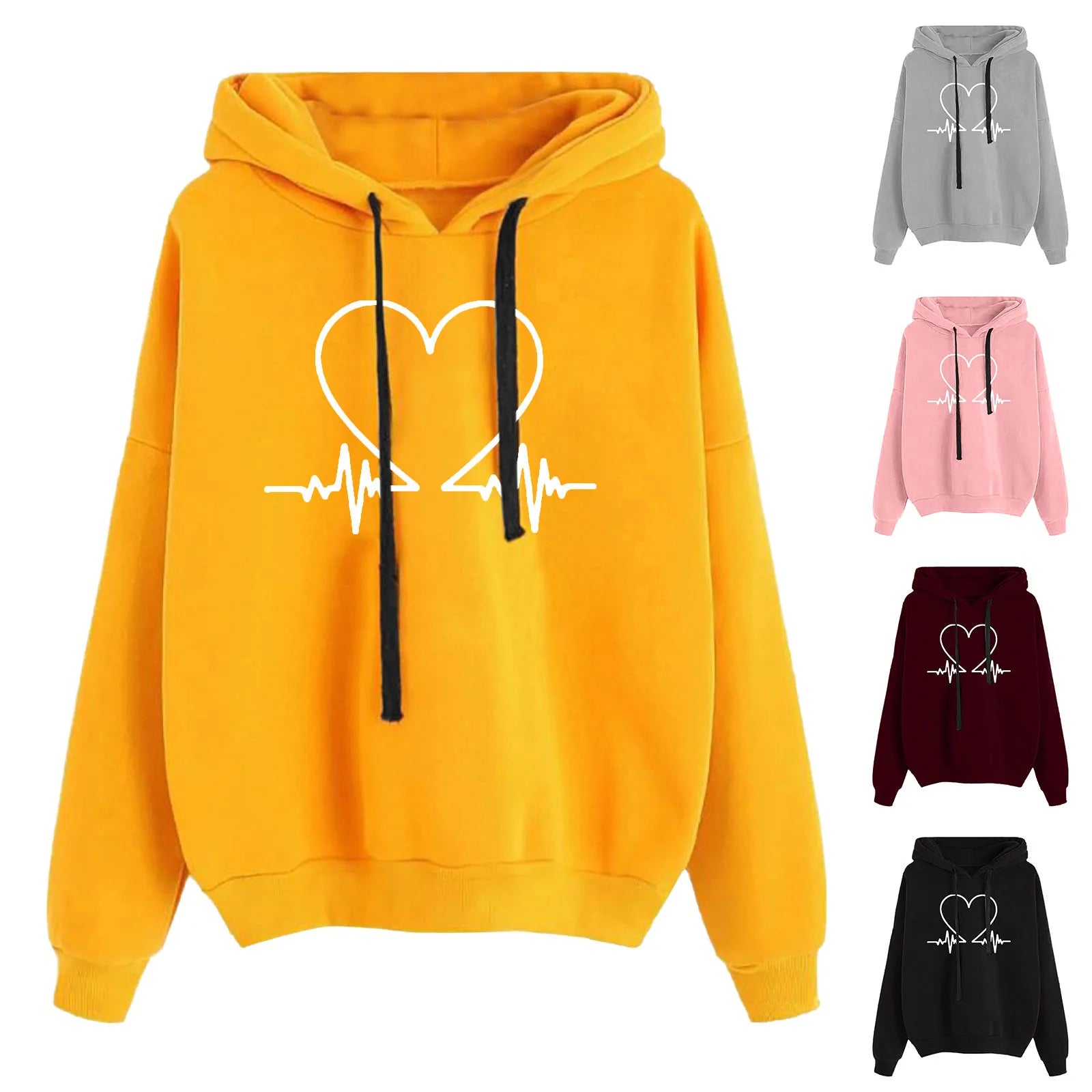 Loose Love Print Hooded Sweatshirt Women 2023 Autumn Winter Fashion Long Sleeve Drawstring Sports Casual Hoodies Tracksuit Hoodie with Turtle Neck Cozy Winter Loose Love Print Hooded Sweatshirt Women 2023 Autumn Winter Fashion Long Sleeve Drawstring Sports Casual Hoodies Tracksuit Hoodie with Turtle Neck Cozy Winter