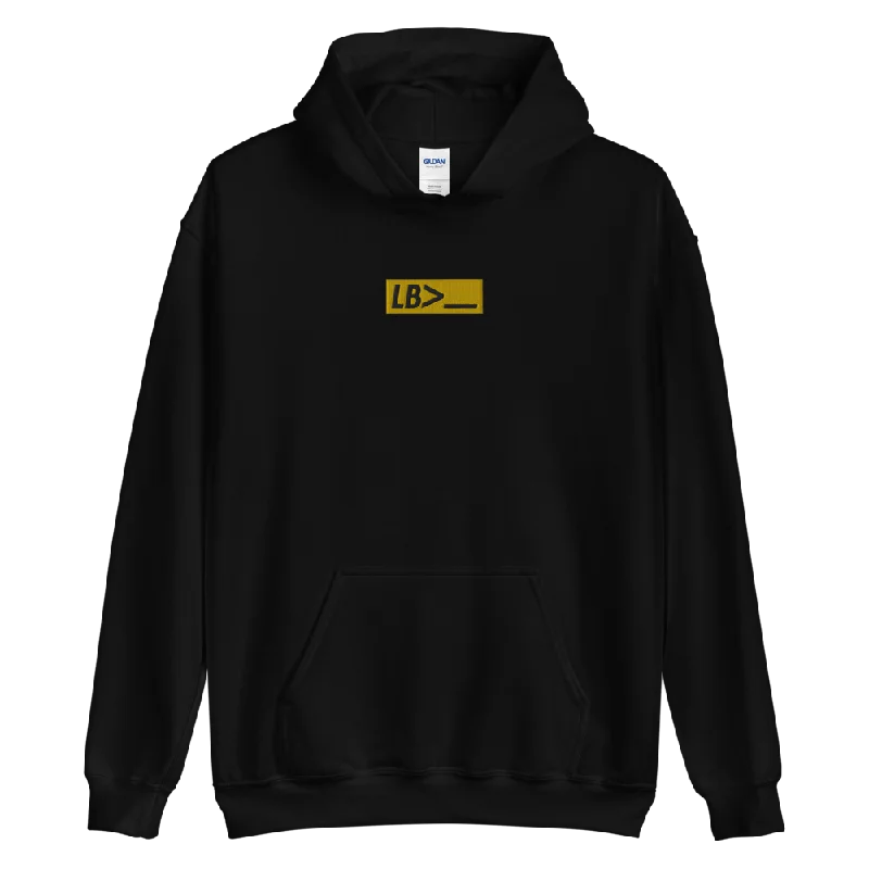 LB> | Black Embroidered Hoodie Hoodie with Velcro Closure Adjustable Secure