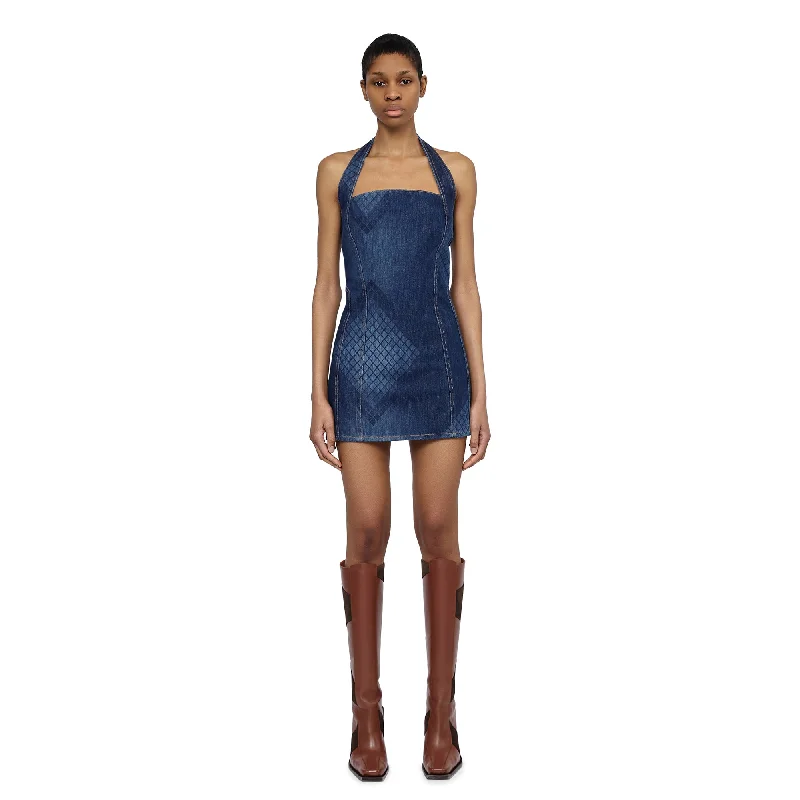 Laser Denim Mini Dress Chic Sleeveless Mini Dress