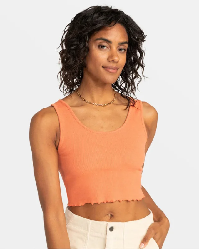 Keep It Wavy Printed Ribbed Tank Top Apricot Brandy vibrant tank top