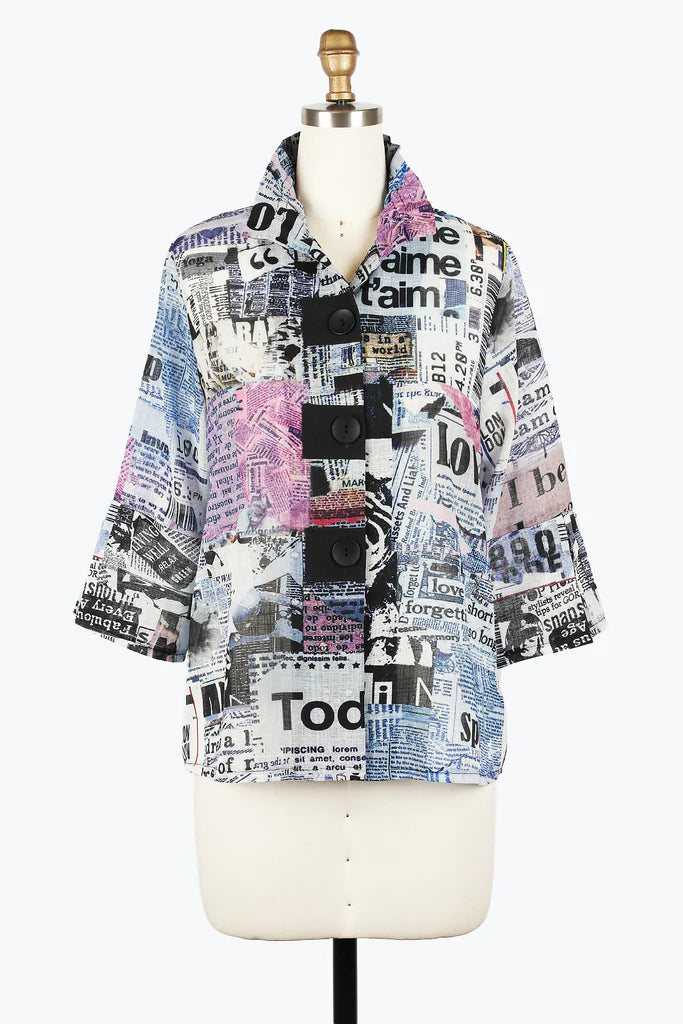 Damee 2438-BLU S25 Newspaper Button Patch Jacket Nylon Jacket Polyester Jacket Spandex Jacket Damee 2438-BLU S25 Newspaper Button Patch Jacket Nylon Jacket Polyester Jacket Spandex Jacket