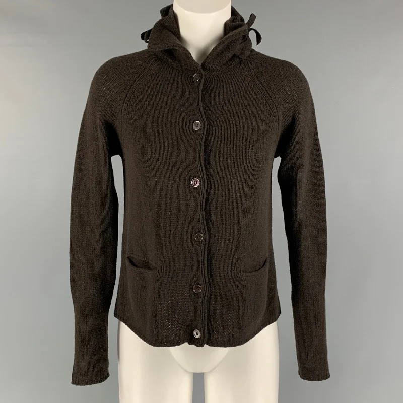 MARNI Size 4 Brown Wool & Cashmere Solid Cardigan Fitted Slim Tailored