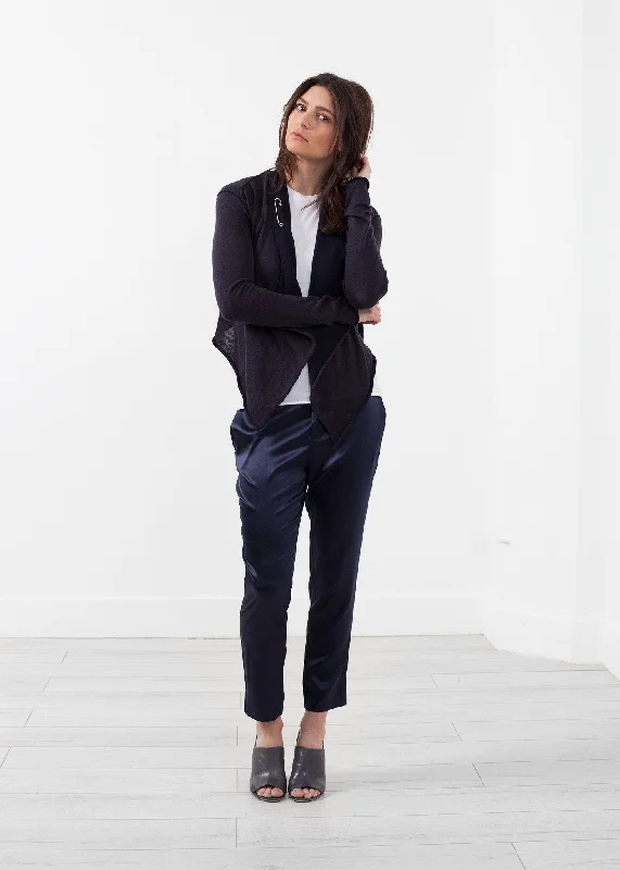 Draped Neck Cardigan Elegant Classic Vintage