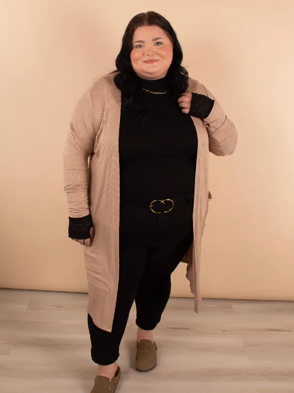 Aspen Ribbed Cardigan in Mocha Tailored Straight A-Line