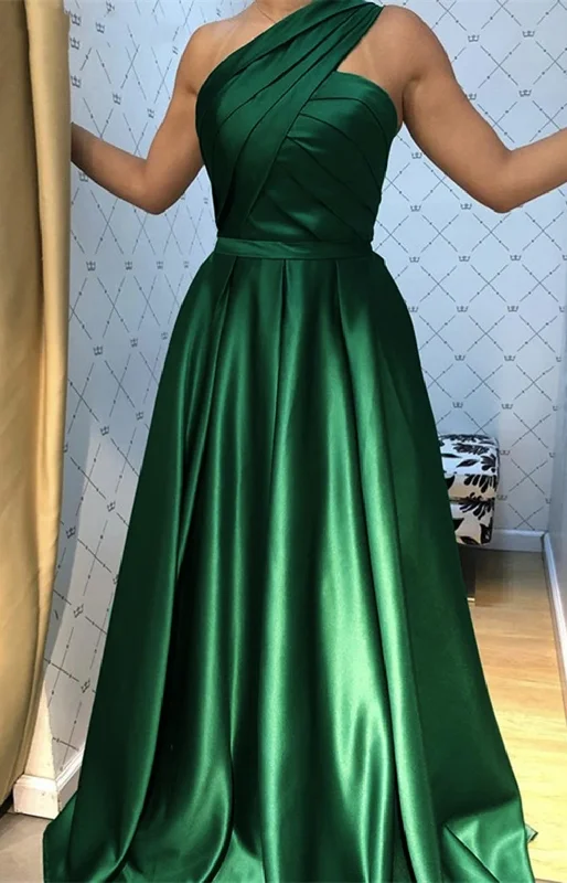One Shoulder A Line Satin Emerald Green Formal Evening Dress,Prom Party Long Gown cg21357 One Shoulder A Line Satin Emerald Green Formal Evening Dress,Prom Party Long Gown cg21357
