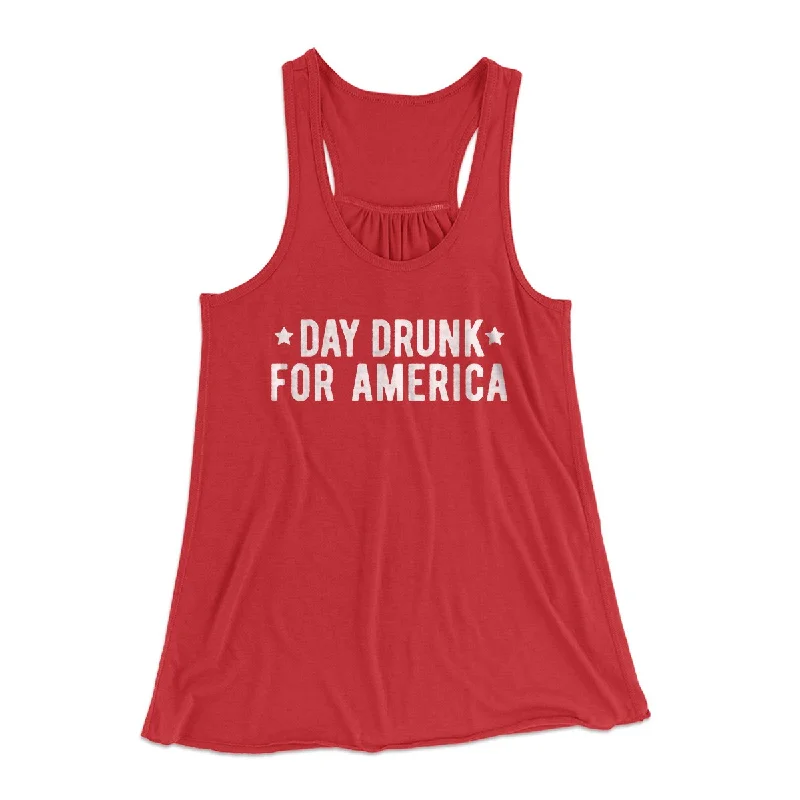 Day Drunk For America Women's Flowey Tank Top vibrant tank top