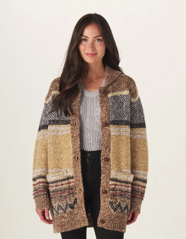 Carmy Heritage Cardigan in Multi Faux Fur Fabric Real Fur Fabric Shearling Fabric