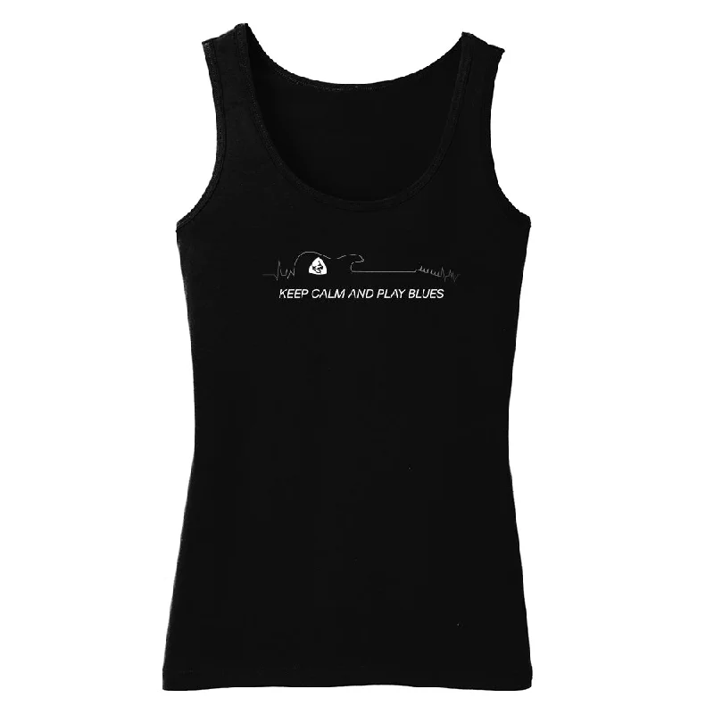 Keep Calm and Play Blues Tank (Women) peach tank top