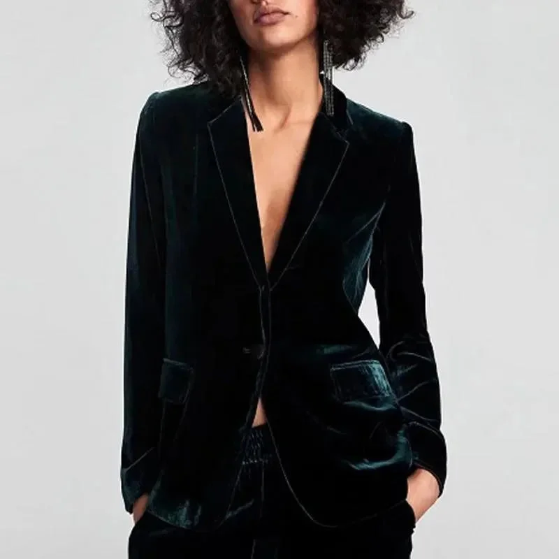 1-Button Velvet Blazer Women - Suit Jacket Elasticated Jacket Padded Jacket Insulated Jacket 1-Button Velvet Blazer Women - Suit Jacket Elasticated Jacket Padded Jacket Insulated Jacket
