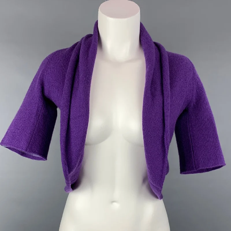 NEIMAN MARCUS Size S Purple Knitted Cashmere Shrug Cardigan Denim Fabric Leather Fabric Suede Fabric NEIMAN MARCUS Size S Purple Knitted Cashmere Shrug Cardigan Denim Fabric Leather Fabric Suede Fabric