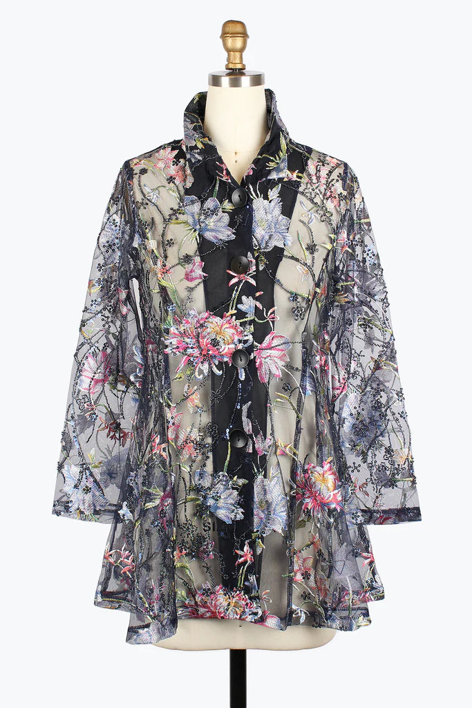 Damee 2417-Navy S25 Embroidery Flare Jacket Insulated Jacket Fitted Jacket Loose Jacket Damee 2417-Navy S25 Embroidery Flare Jacket Insulated Jacket Fitted Jacket Loose Jacket
