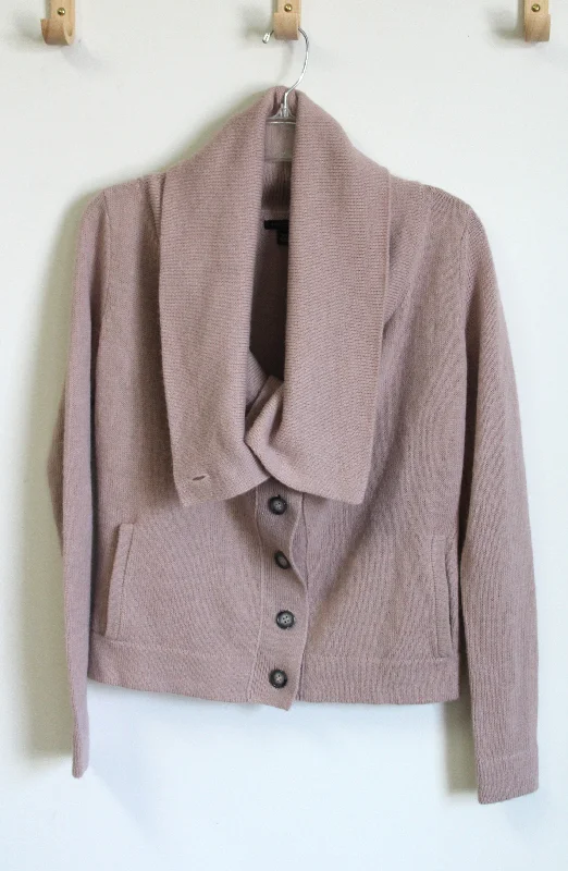 Ann Taylor Wool Blend Dusty Pink Cardigan | XS Fitted Slim Tailored