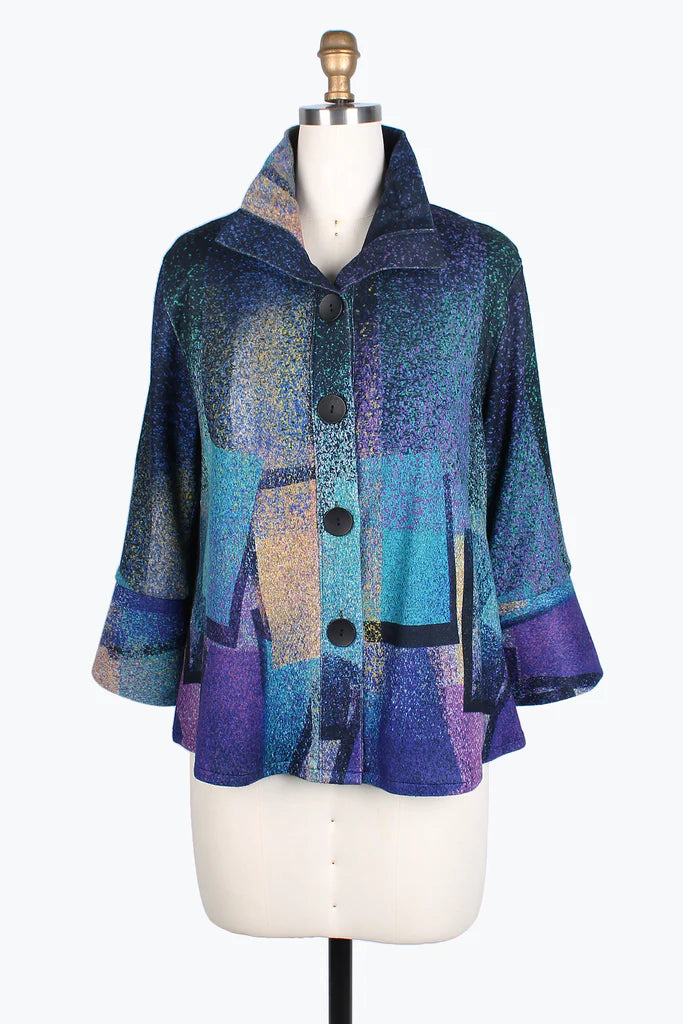 Damee Grainy Frame Jacket 4770-PRP Stand-Up Collar Roll-Neck Collar Turtle Neck