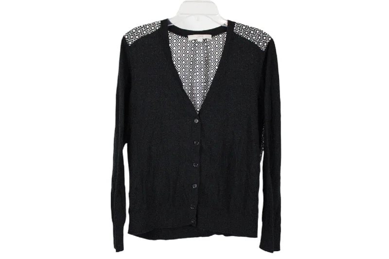LOFT Lightweight Black Sweater Cardigan | M Terry Blend Velvet Blend Canvas Blend