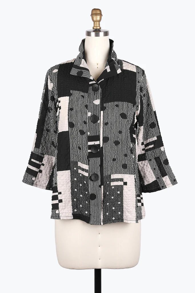 Damee 4958-BLK S25Multi Pattern Seersucker Jacket Trench Coat Raincoat Waterproof Jacket Damee 4958-BLK S25Multi Pattern Seersucker Jacket Trench Coat Raincoat Waterproof Jacket