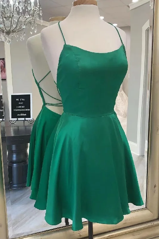 Simple A-line Spaghetti Straps Short Homecoming Dress
