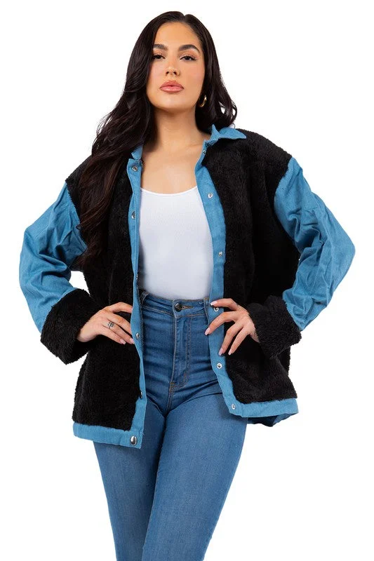 SEXY TEDDY FLEECE WITH DENIM JACKET Herringbone Jacket Checkered Jacket Solid Jacket SEXY TEDDY FLEECE WITH DENIM JACKET Herringbone Jacket Checkered Jacket Solid Jacket