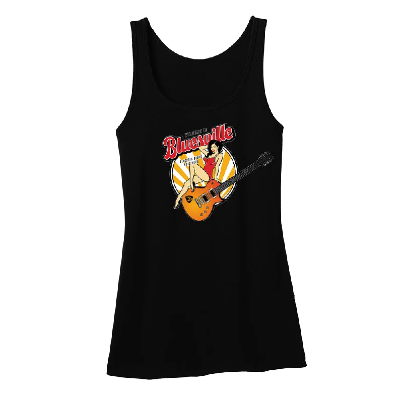 Bluesville Pin Up Girl Tank (Women) - Black high neck tank