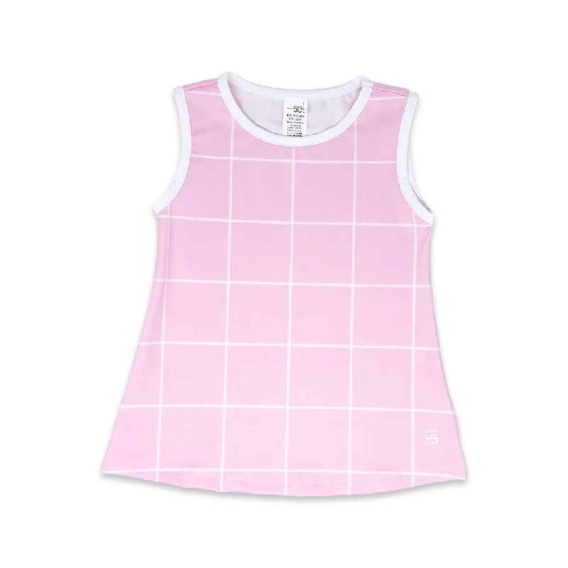 Tori Tank Pink Windowpane-Pure Coconut soft pink tank