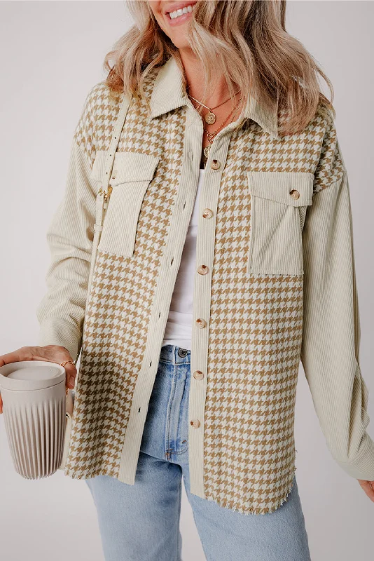 Cream Corduroy Shirt Jacket Nylon Jacket Polyester Jacket Spandex Jacket
