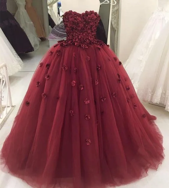 Strapless Burgundy Tulle Ball Gown Prom Dress, Formal Evening Dress, Women Dress cg845 Strapless Burgundy Tulle Ball Gown Prom Dress, Formal Evening Dress, Women Dress cg845