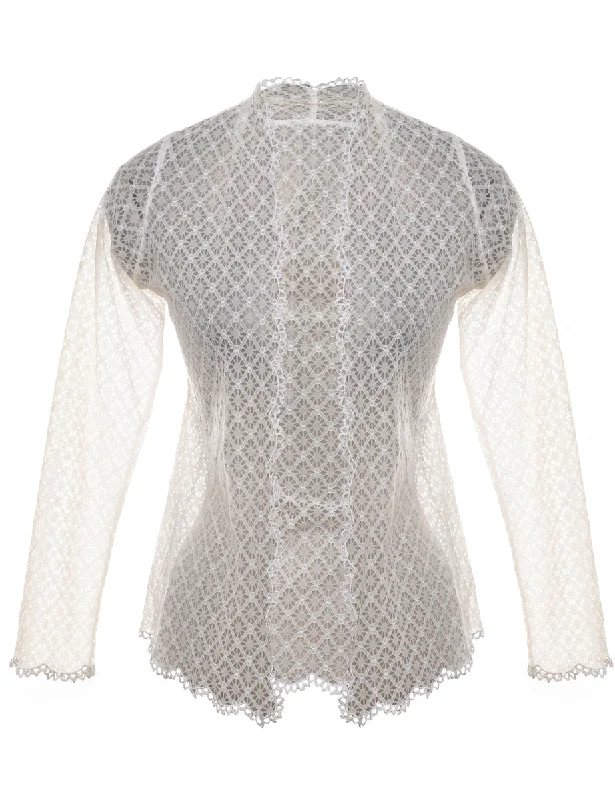 White Lace Jacket - S Fleece Jacket Down Jacket Feather Jacket