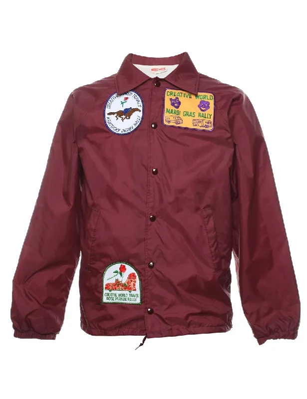 Trucker jacket with patches - S Tiered Jacket Buttoned Jacket Zippered Jacket