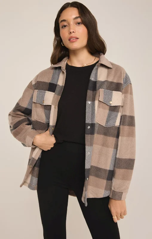 Top - Z Supply Hiker Two Tone Fleece Jacket Satin Jacket Silk Jacket Chiffon Jacket