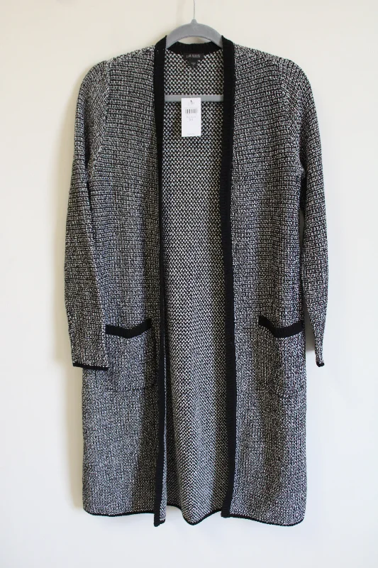 NEW J.Jill Wearever Collection Black Knit Long Cardigan | XS Spandex Rayon Corduroy