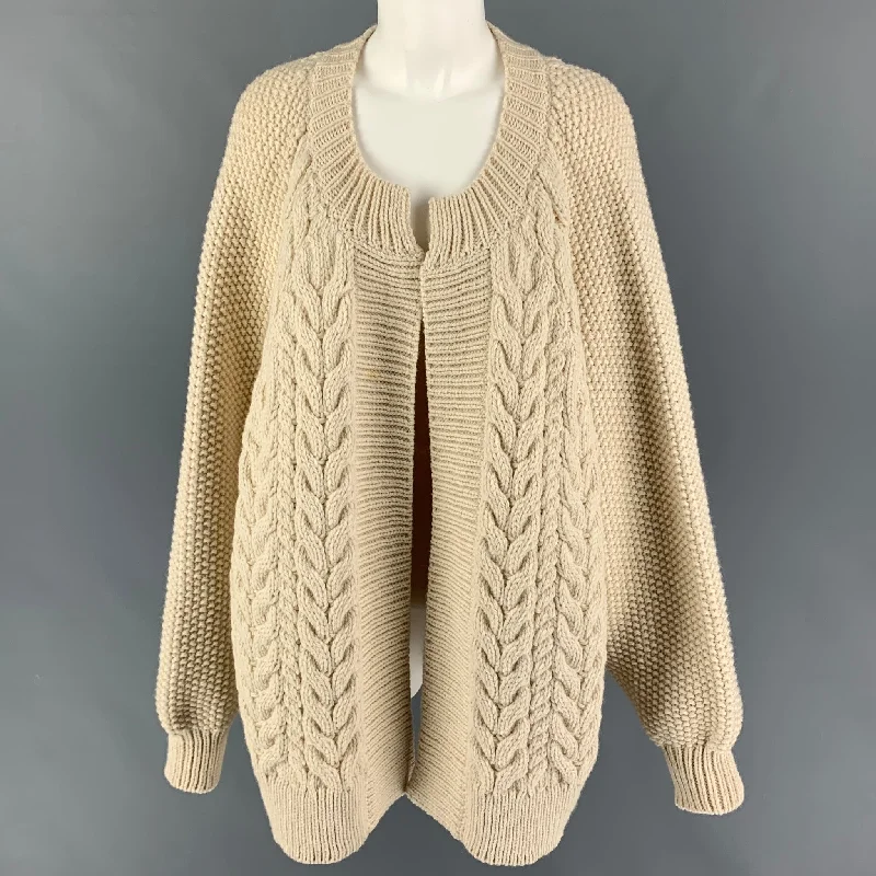 MR.MITTENS Size One Size Beige Wool Oversized Cardigan Knit Fabric Woven Fabric Fleece Fabric MR.MITTENS Size One Size Beige Wool Oversized Cardigan Knit Fabric Woven Fabric Fleece Fabric