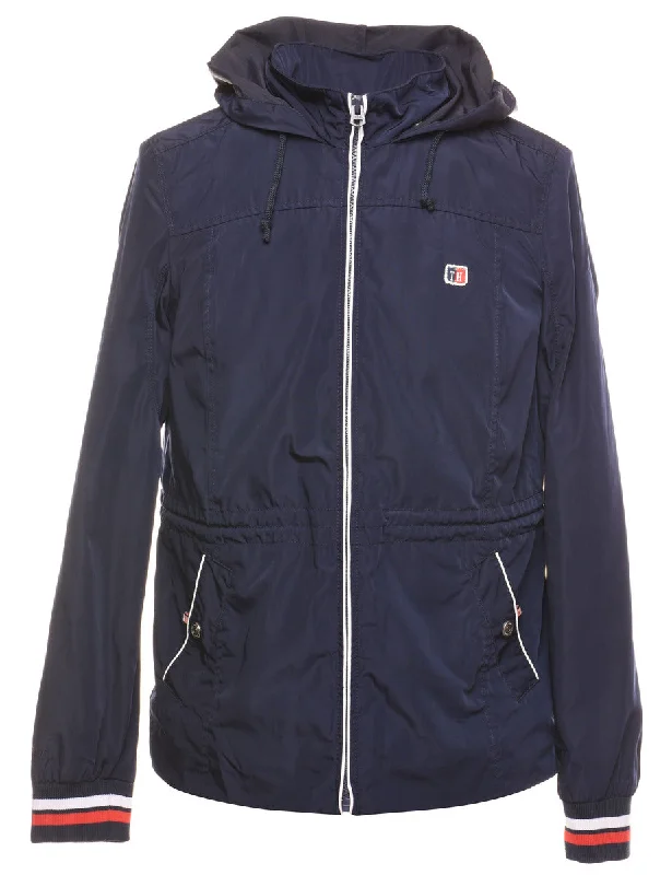 Tommy Hilfiger Navy & Red Zip-Front Hooded Jacket - S Denim Jacket Leather Jacket Suede Jacket Tommy Hilfiger Navy & Red Zip-Front Hooded Jacket - S Denim Jacket Leather Jacket Suede Jacket