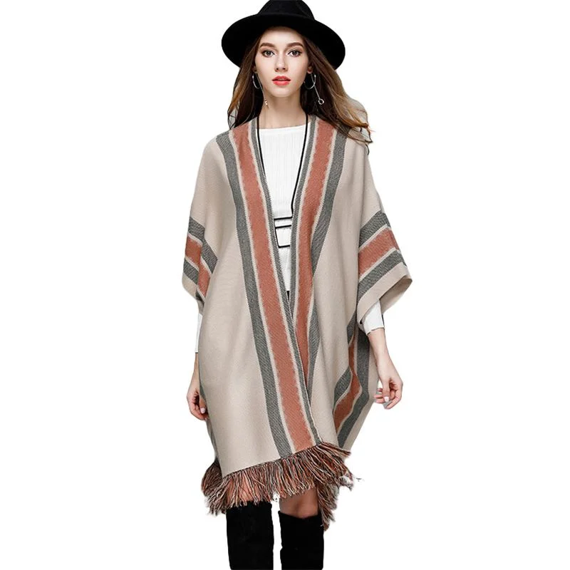 Bohemian Style Loose Pattern Vintage Stripes Print Knitted Cardigan With Tassel Boxy Cardigan Fitted Cardigan A-Line Bohemian Style Loose Pattern Vintage Stripes Print Knitted Cardigan With Tassel Boxy Cardigan Fitted Cardigan A-Line
