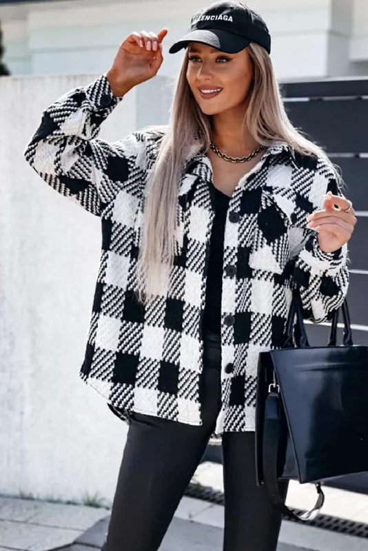 Button-Up Flannel Shirt Jacket Toggled Jacket Drawstring Jacket Belted Jacket
