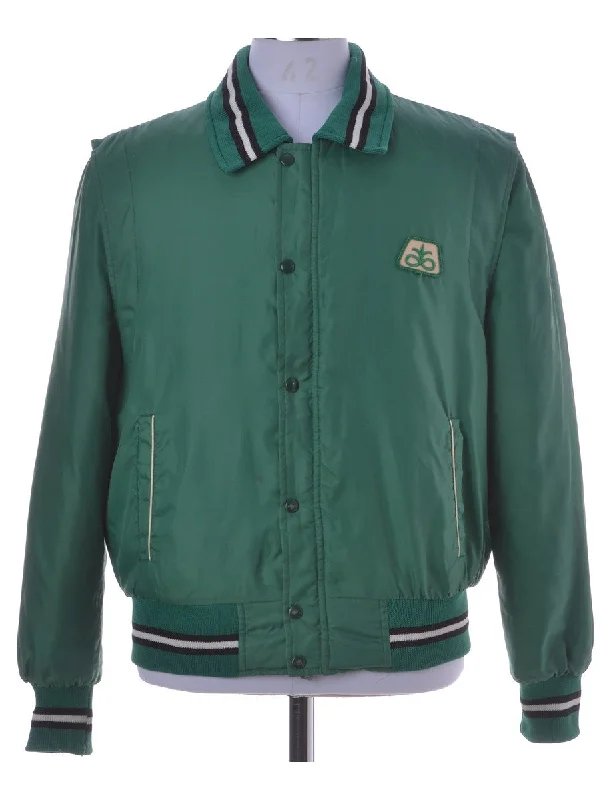 Vintage Team Jacket Green With Quilted Lining Welt Pockets Slit Pockets Flap Pockets Vintage Team Jacket Green With Quilted Lining Welt Pockets Slit Pockets Flap Pockets