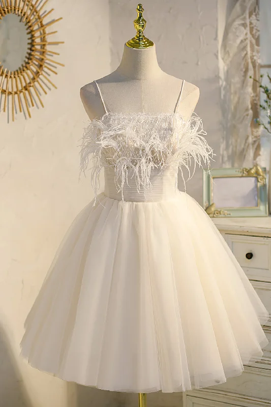 Sweet Light Champagne Fairy Dress Tulle Homecoming Dress