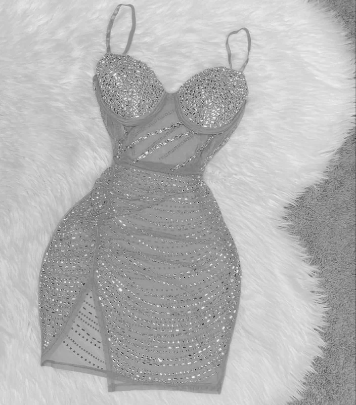 Sexy See-through Silver Homecoming Dress,Short Homecoming Dress,Silver Club Dress Y2087 Sexy See-through Silver Homecoming Dress,Short Homecoming Dress,Silver Club Dress Y2087