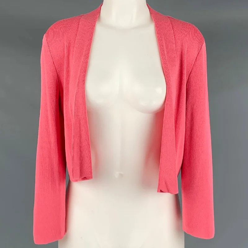 HUGO BOSS Size M Pink Viscose Cotton Rib Knit Cropped Open Front Cardigan Jersey Fabric Tulle Fabric Batik Fabric HUGO BOSS Size M Pink Viscose Cotton Rib Knit Cropped Open Front Cardigan Jersey Fabric Tulle Fabric Batik Fabric