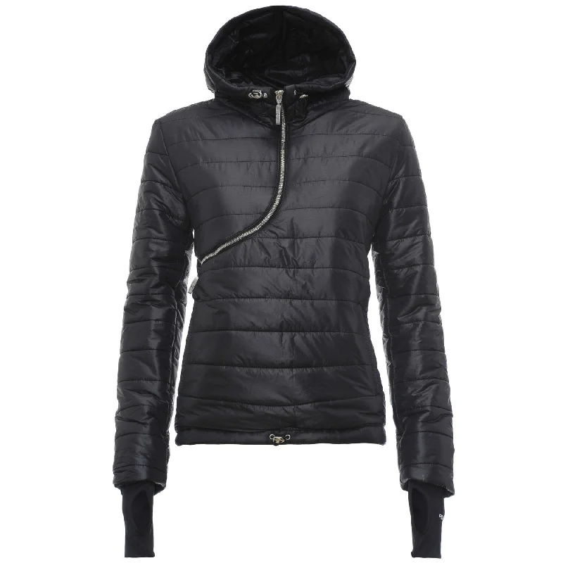 Curve Puffer Jacket - Black Zip Front Button Front Snap Front