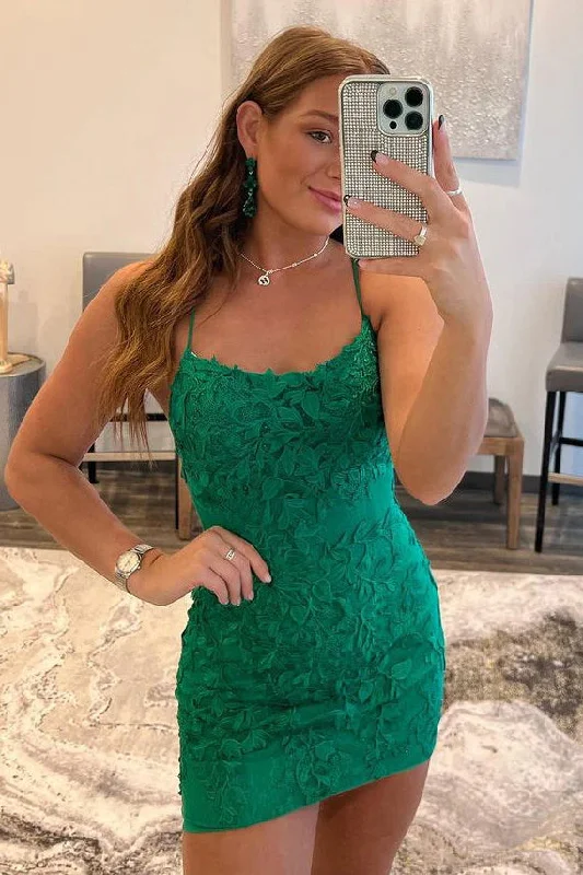 Criss Cross Straps Cute Appliques Short Homecoming Dress
