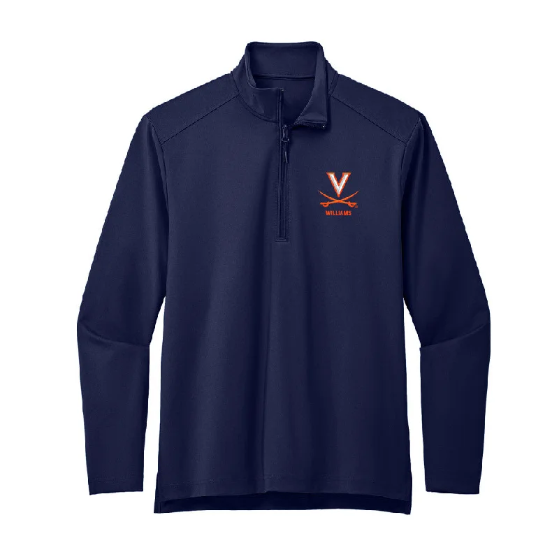 Virginia - NCAA Women's Soccer : Annamarie Williams - Premium Quarter Zip Jacket Chenille Fabric Brocade Fabric Lace Fabric Virginia - NCAA Women's Soccer : Annamarie Williams - Premium Quarter Zip Jacket Chenille Fabric Brocade Fabric Lace Fabric