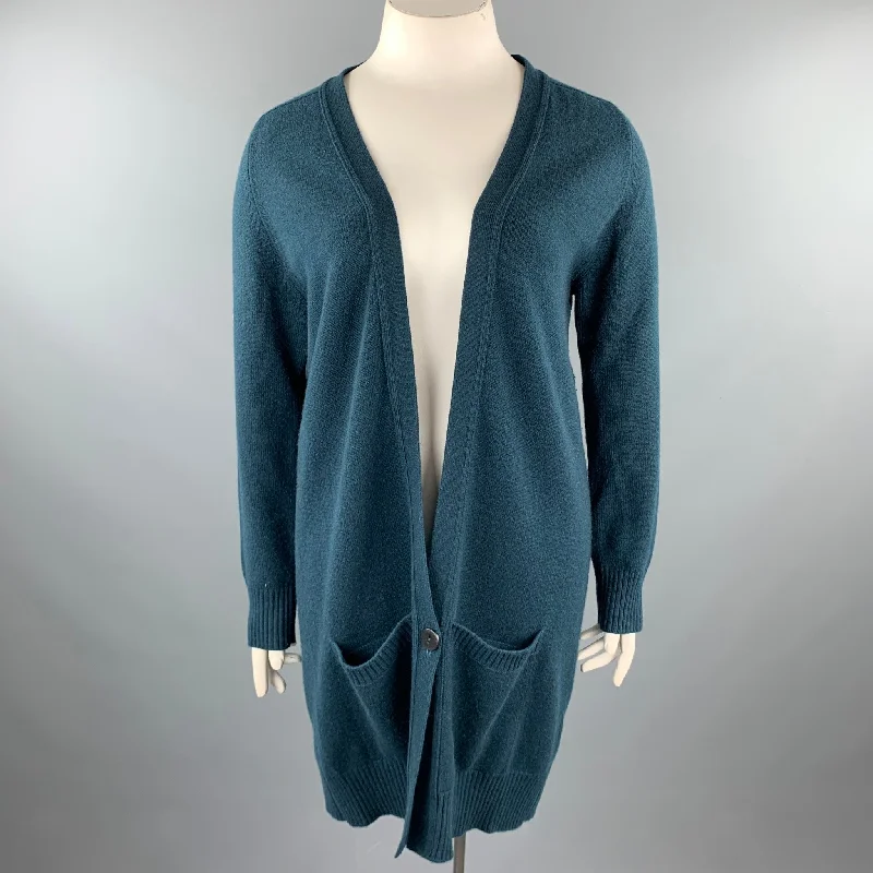 HERMES Size 10 Dark Green Knitted Cashmere Buttoned Cardigan Casual Formal Business