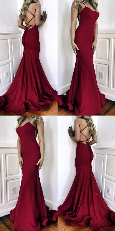 burgundy sequin evening dresses mermaid open back formal prom gown cg1741