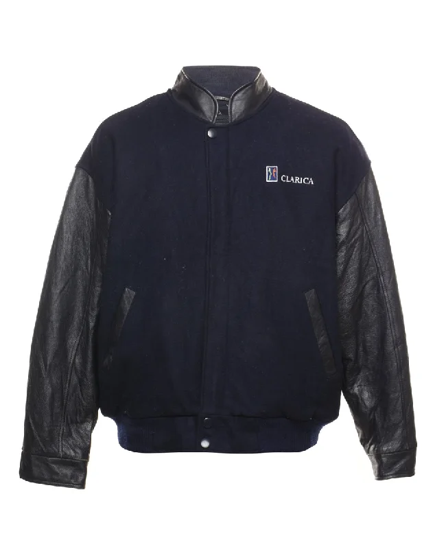 Two-Tone Navy & Black Team Jacket - M Bomber Jacket Anorak Windbreaker
