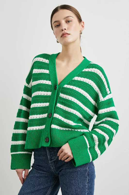 GENEVA CARDIGAN - KELLY STRIPE Sequined Glittery Shiny