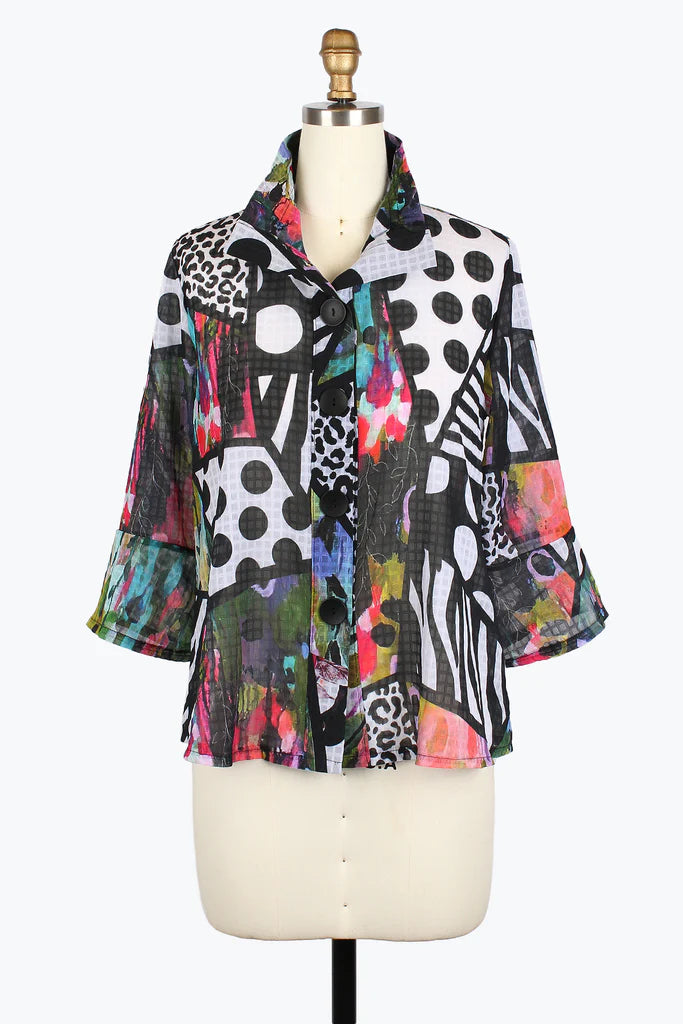 Damee 2439-MLT S25 Collage Art Jacket Fleece Jacket Down Jacket Feather Jacket