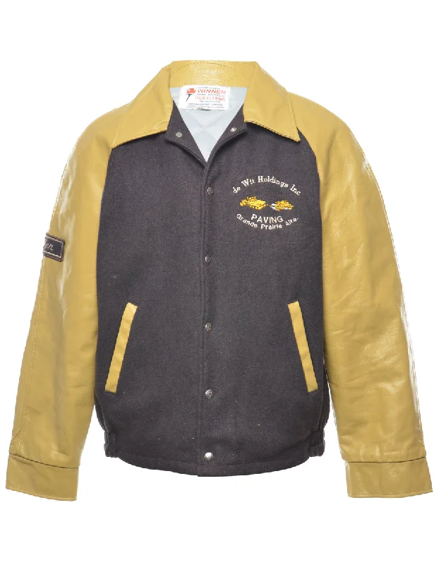 Two-Tone Paving Company Varsity Jacket - L Fleece Jacket Down Jacket Parka